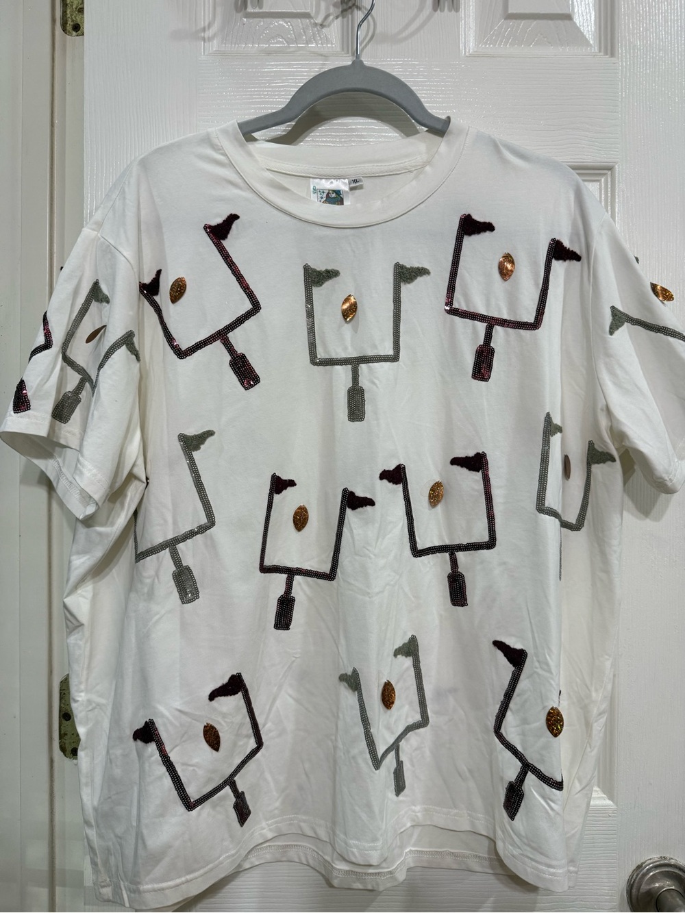 QUEEN OF SPARKLES Maroon & Grey Field Goal Tee